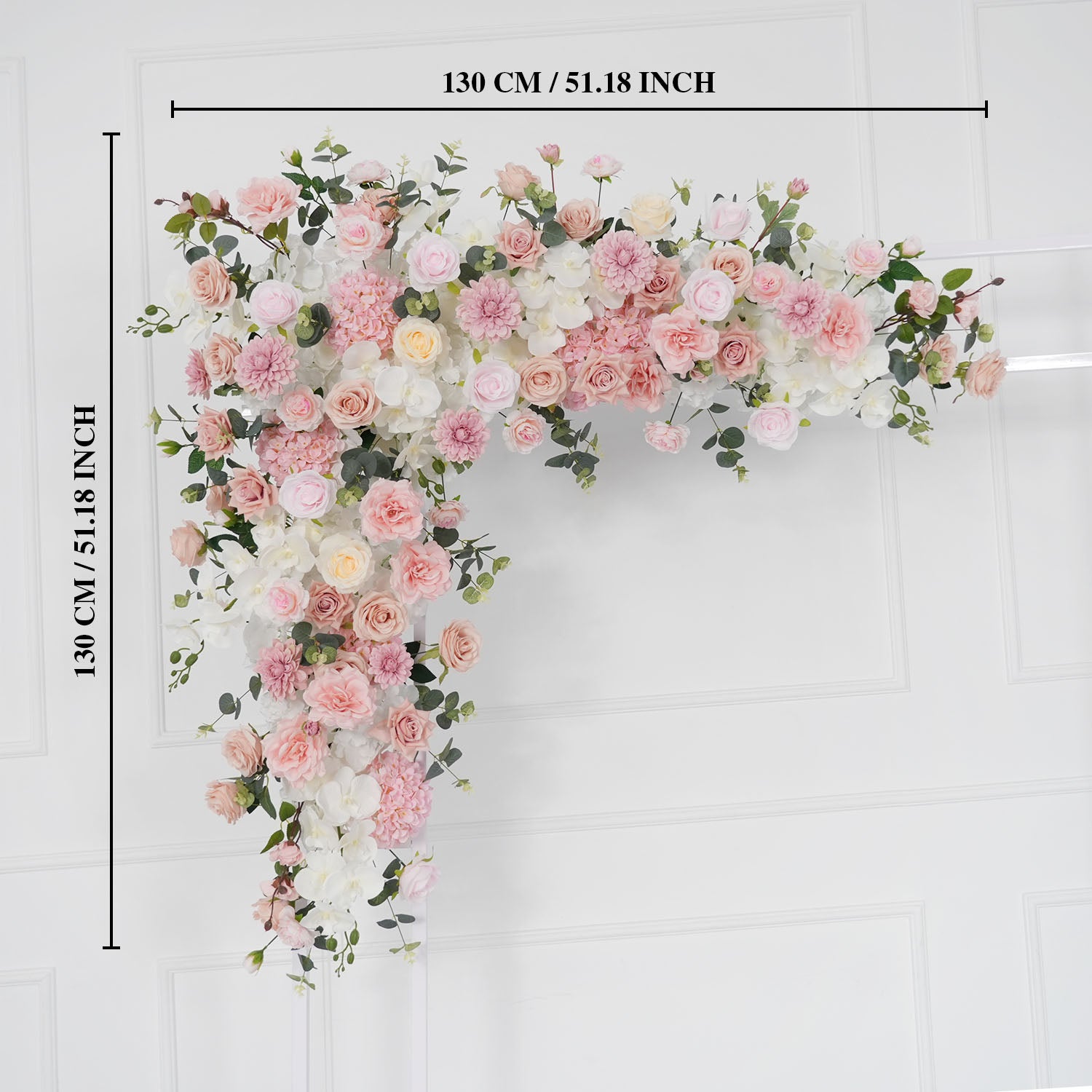 Uflower Wedding Backdrop Pink Rose Green Leaf Floral Arrangement